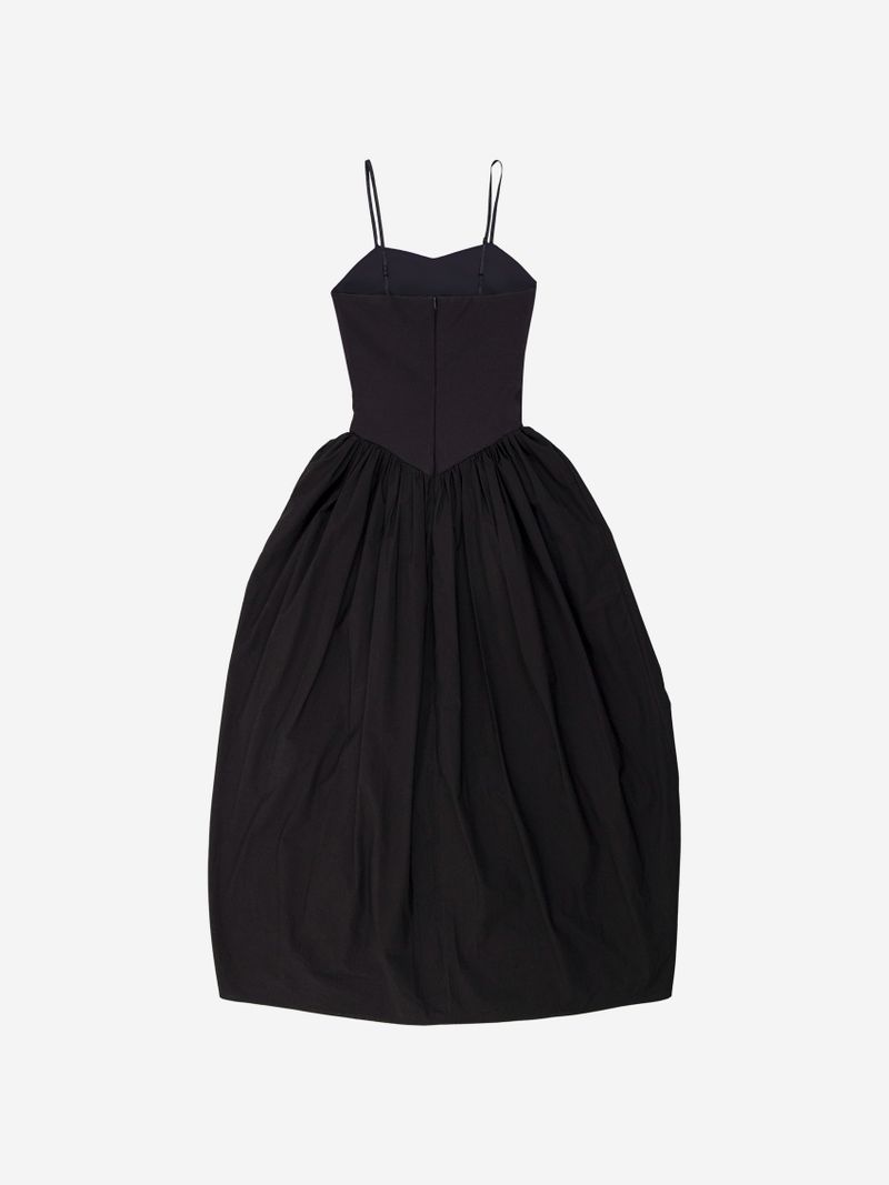 UNBALANCED SHIRRING LONG DRESS