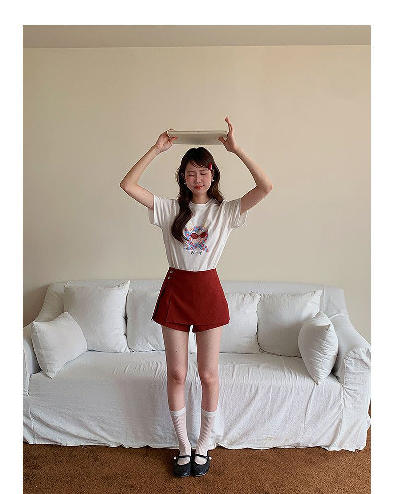 Beaded Glasses Graphic Crew Neck T-Shirt