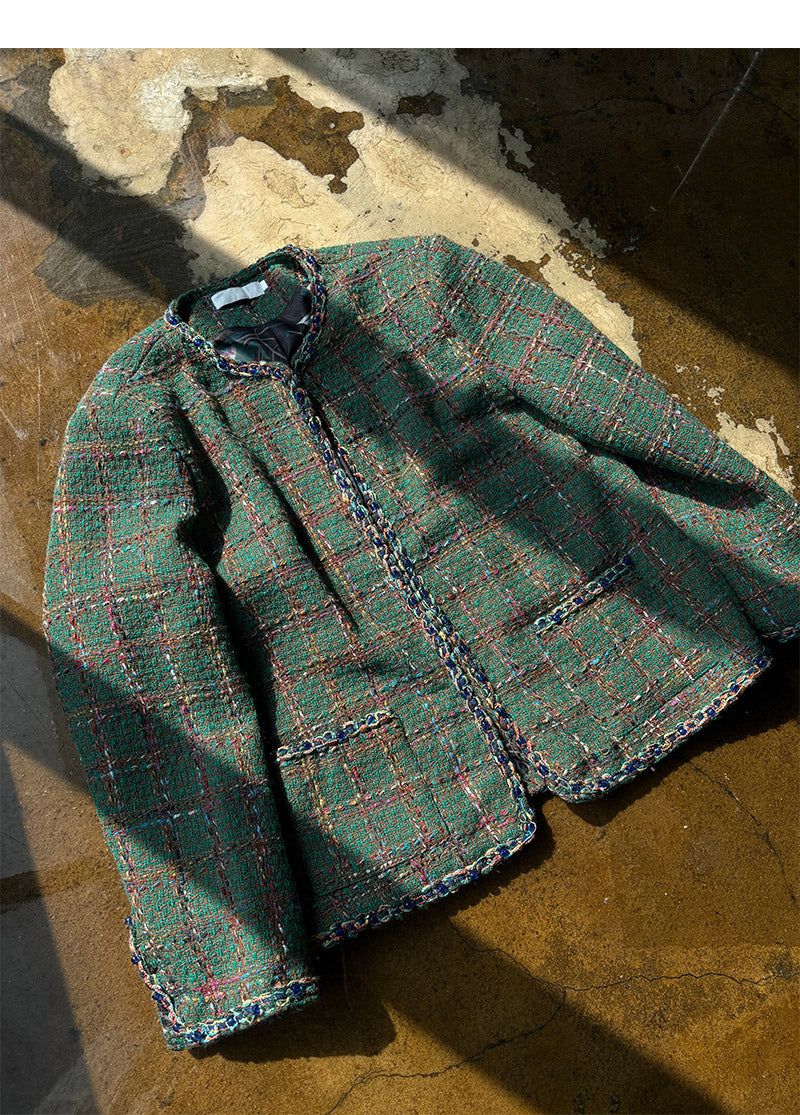 [S/S] Green shine tweed jacket