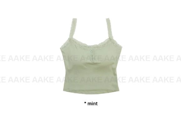 [with cup] LACE BUTTON SLEEVELESS