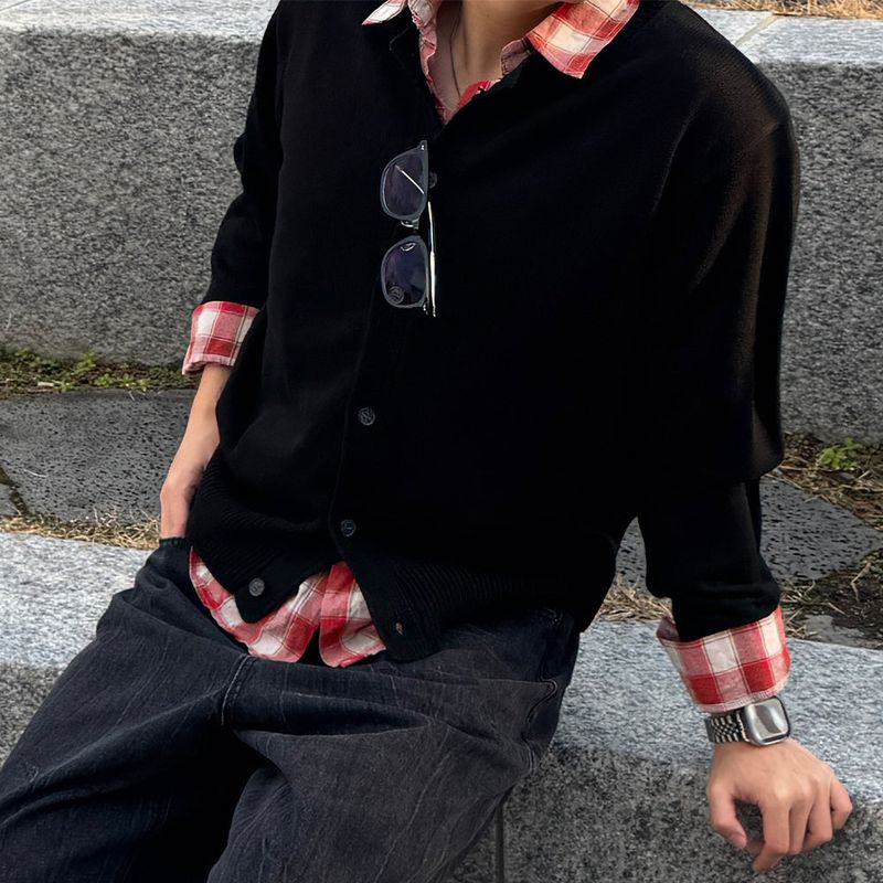 Usual Button Knit Cardigan - 4COLOR