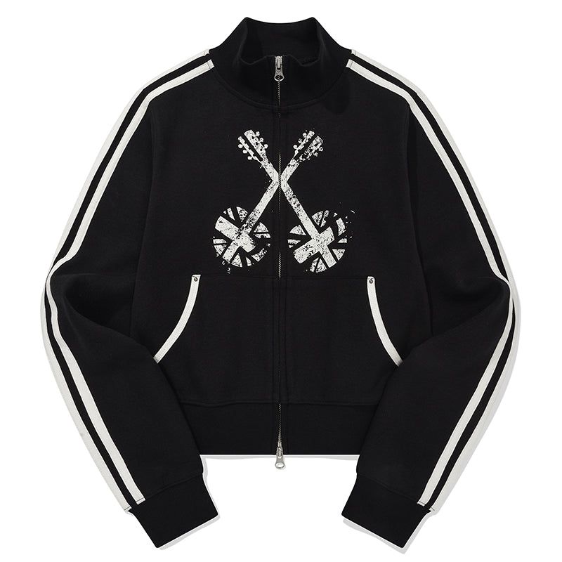 UNION JACK JERSEY ZIP UP [BLACK]