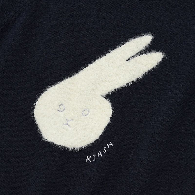 WITTY BUNNY FACE POINT KNIT [DARK NAVY]