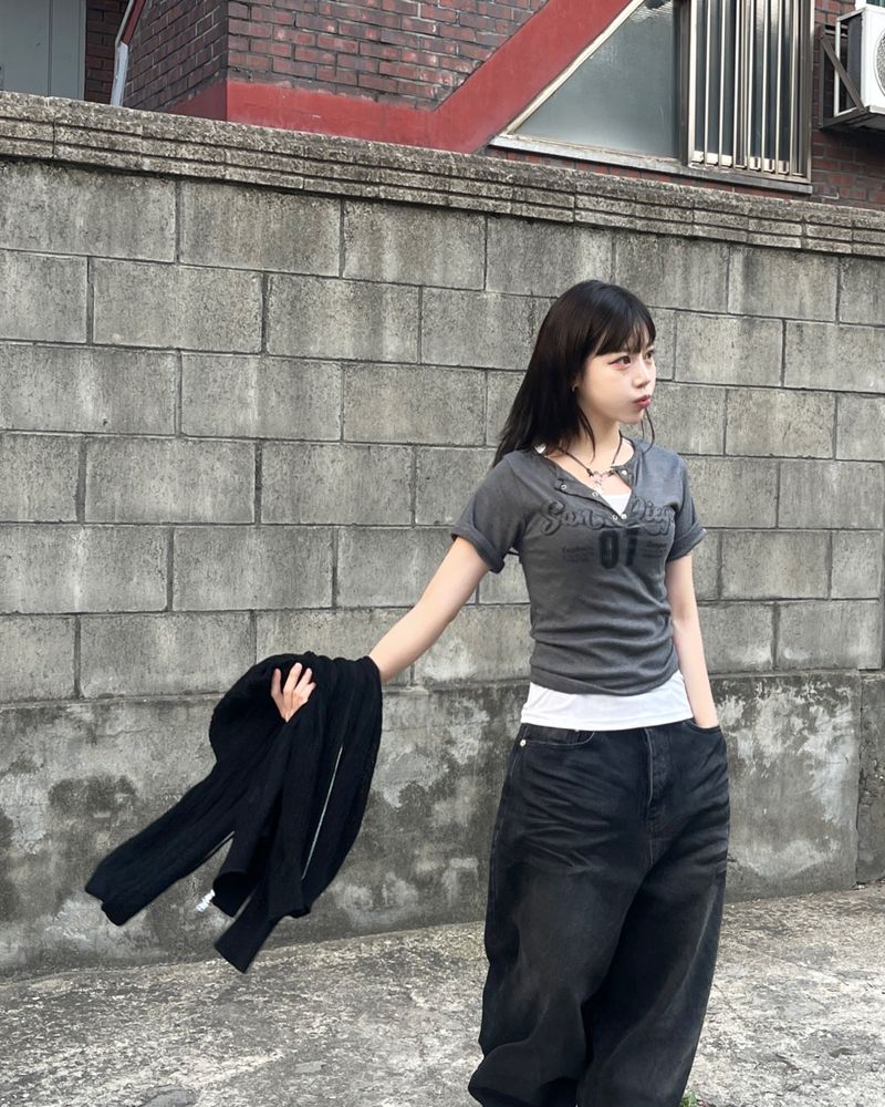 Vintage ten snap ribbed t-shirts