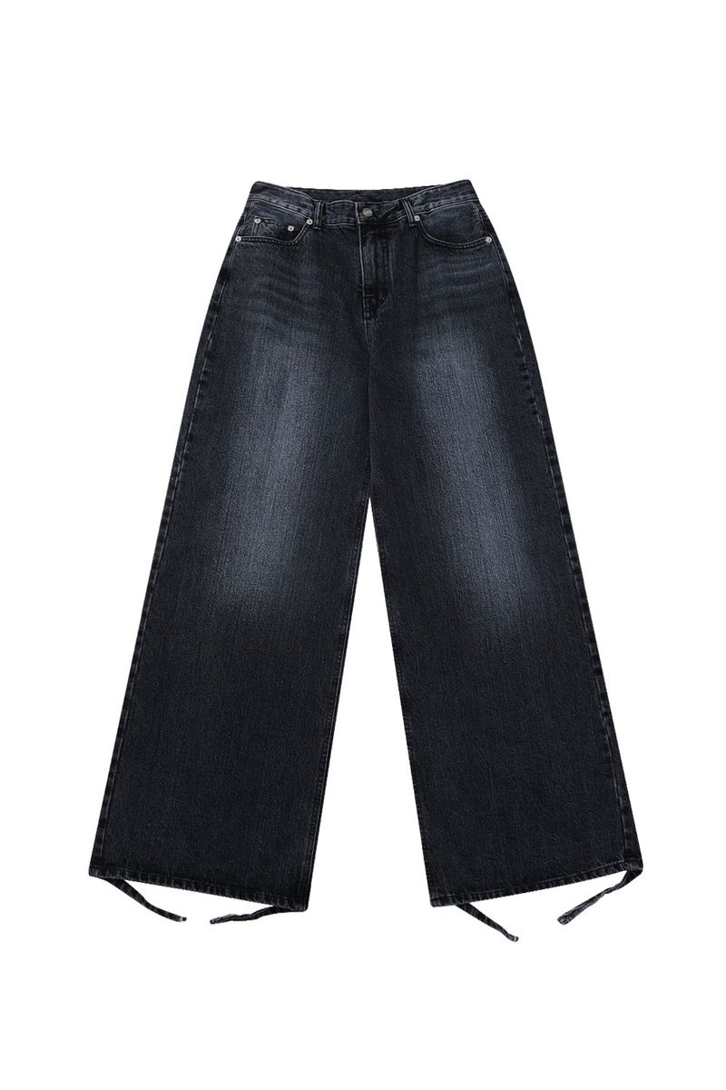 DESTROYED HEM WIDE DENIM_BLACK