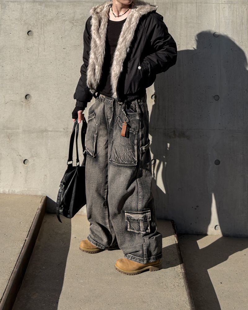 Morik Utility Pocket Wide Denim Pants