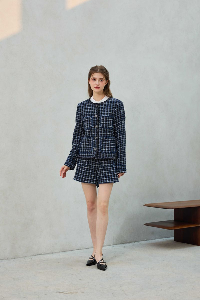 COMELY TWEED SHORTS PANTS / BLACK