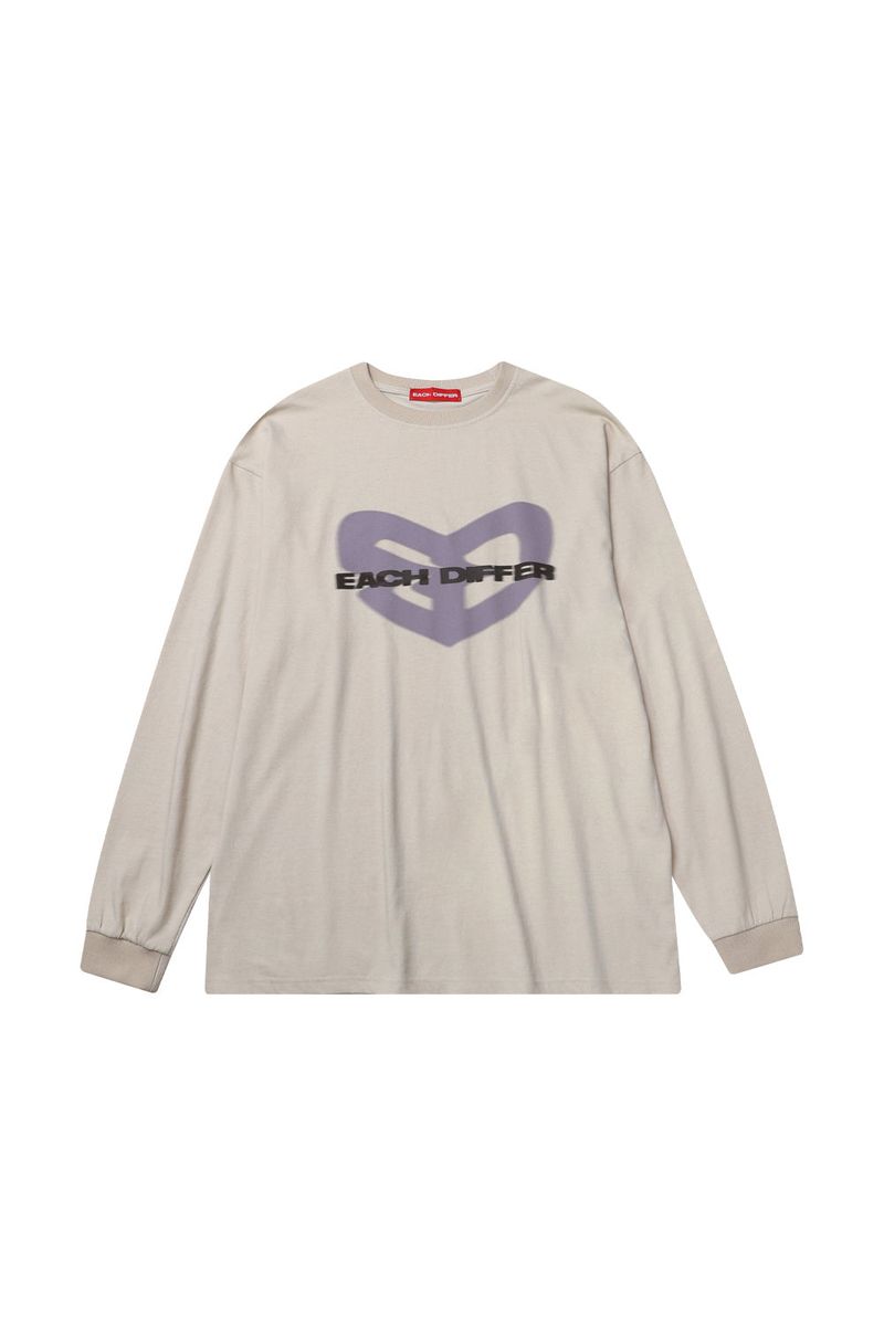 BLUR HEART LONG SLEEVE_BEIGE