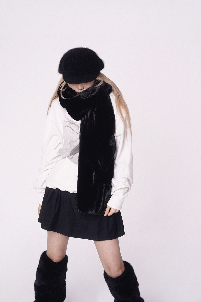 Ribbon Muffler_Fur black