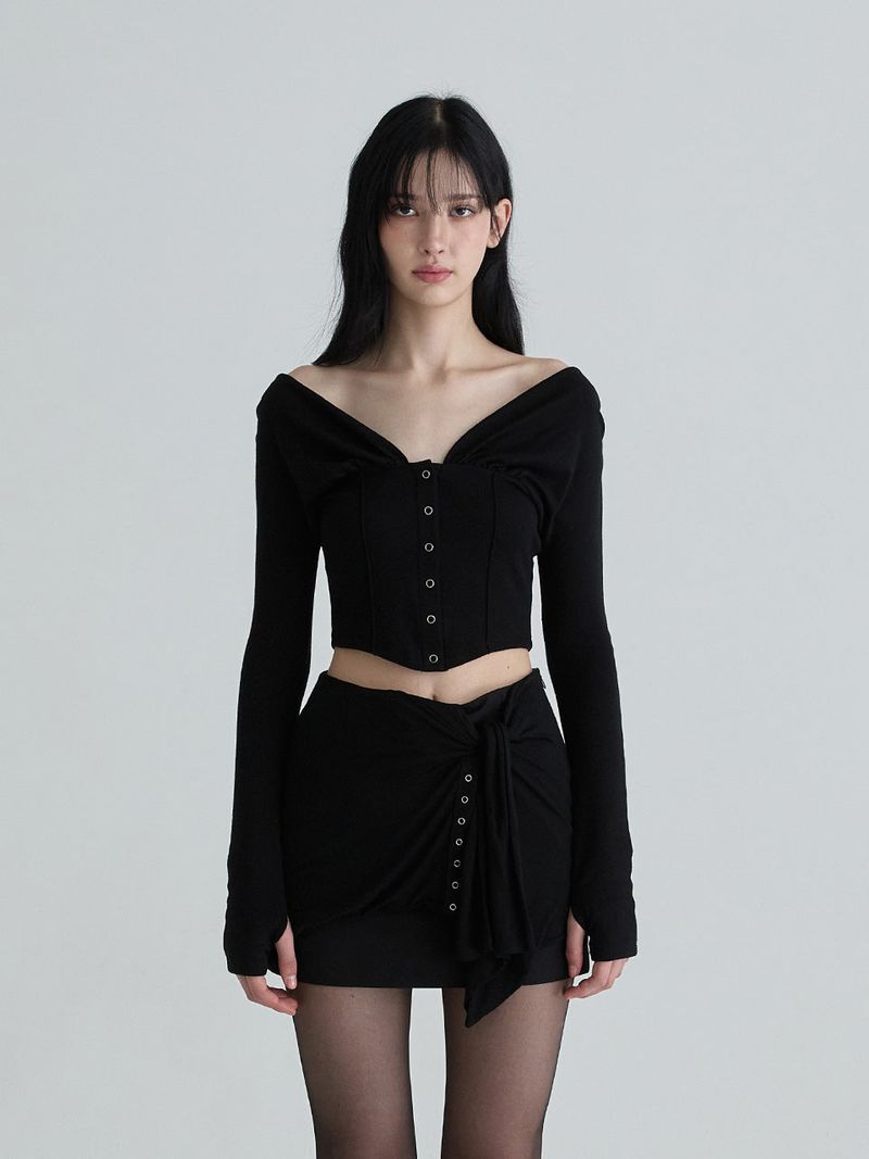 Not your rose（ノットユアローズ）の「Rhea cardigan (Black)（Tops）」