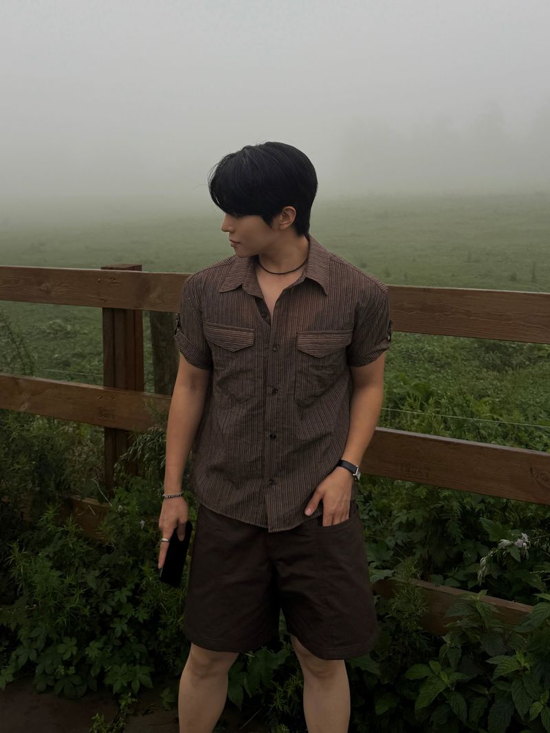 Cooling washah roll-up cropped shirt