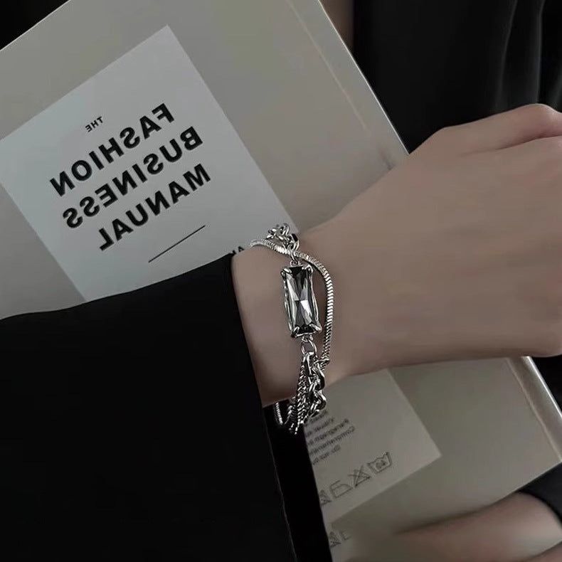 Ford Silver Black Stone Chain Bracelet