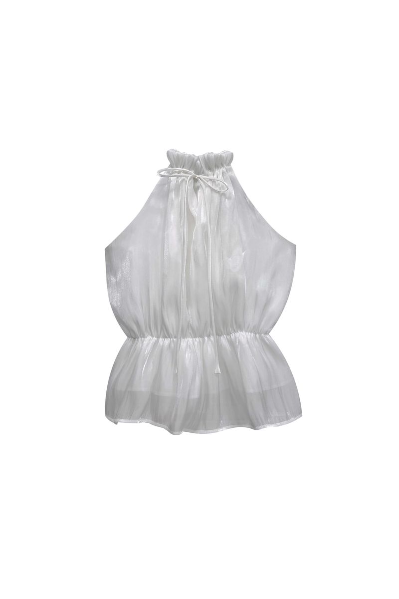 PEARL HALTERNECK TOP / WHITE