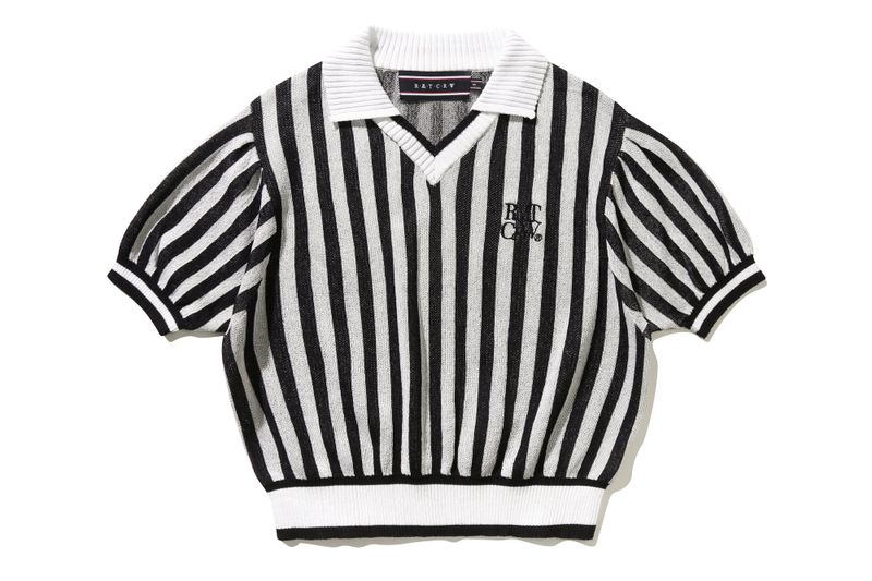 ROMANTIC CROWN（ロマンティッククラウン）の「STRIPE BALLOON KNIT TOP_NAVY（Tops）」