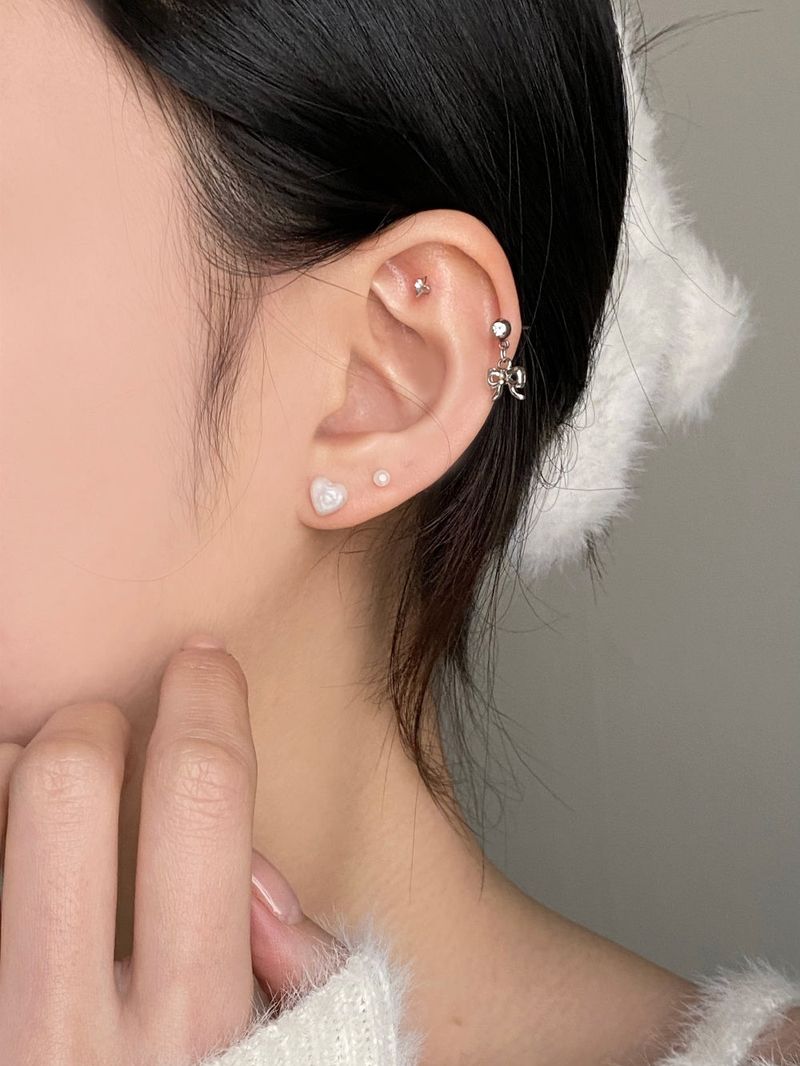 [4 set] ballet ribbon pearl piercing set