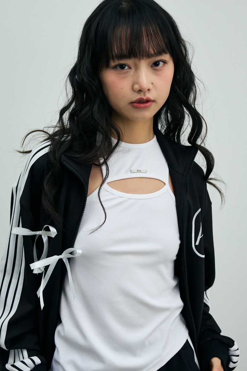A RIBBON TRACK TOP / BLACK