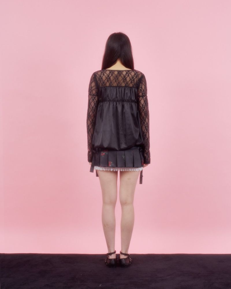 CORSAGE PUFF BLOUSE [BLACK]