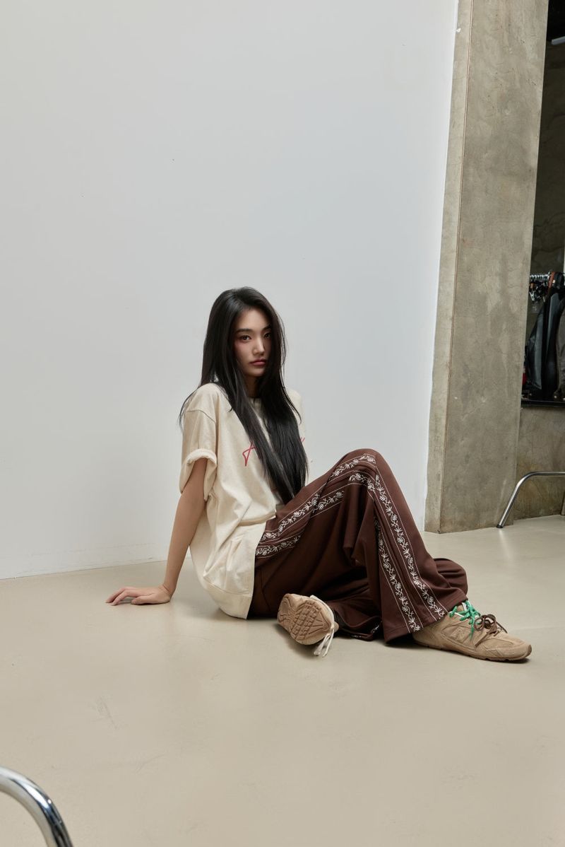 Embroidered Track Pants_Brown