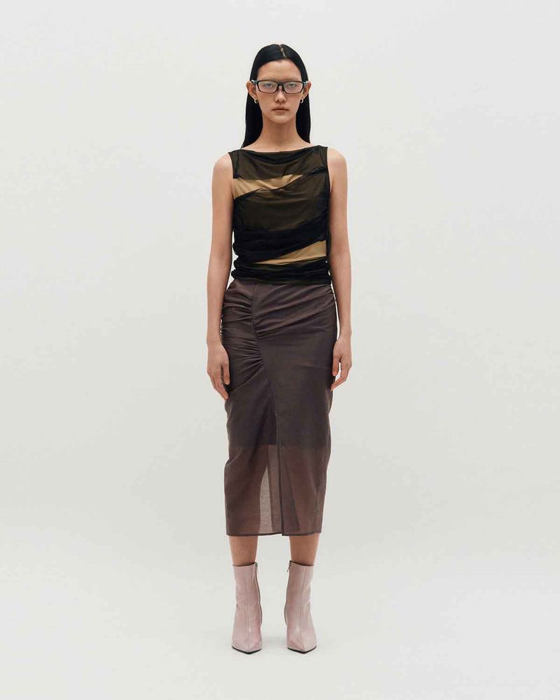 Mesh Layered Sleeveless _ BLACK