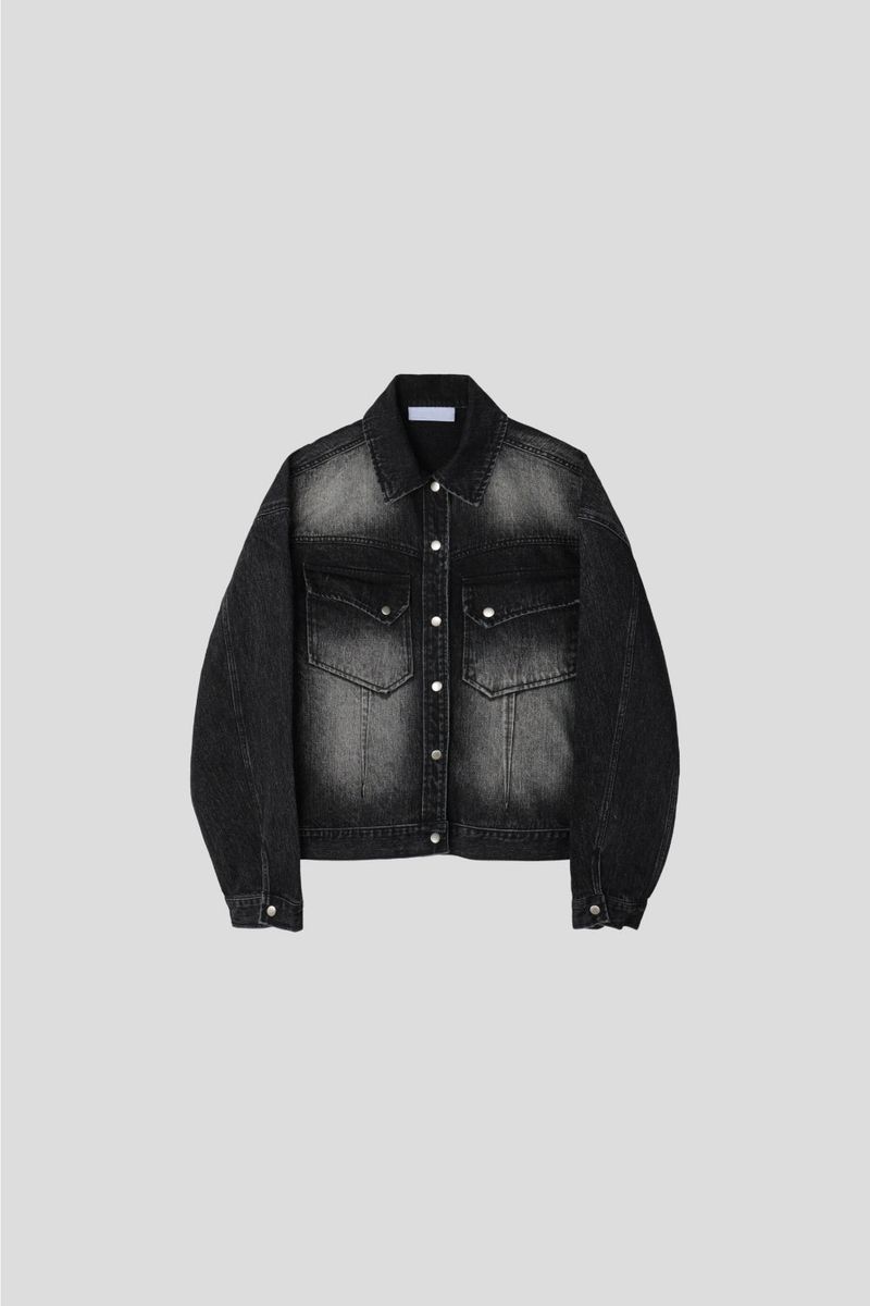 LMN Unbay Western Cropped Oversized Denim Jacket (2 colors)