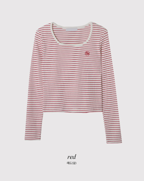 Border Square Embroidery T-shirt (4color)