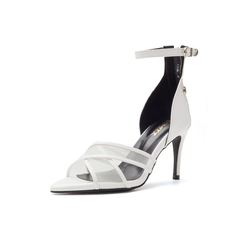 SSIMEEZ（シミズ）の「シアークロスストラップサンダルヒール(White)（シューズ）」