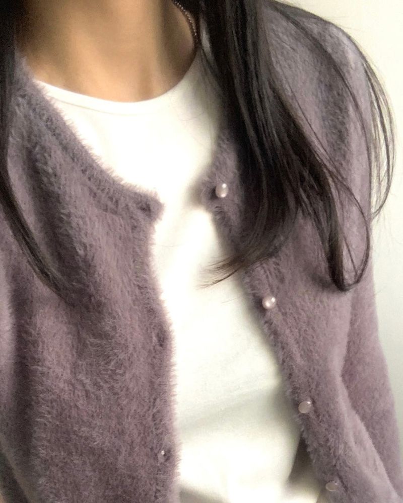 Ore Angora Fur Crop Cardigan 2C