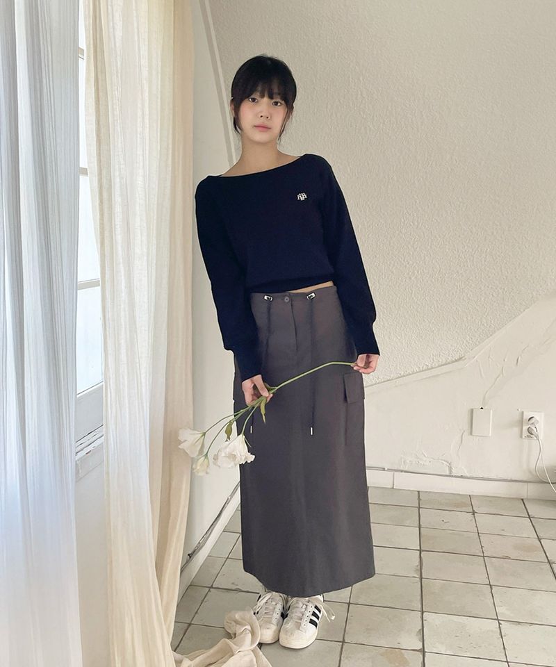 STITCH LOGO SOFT BOATNECK KNIT