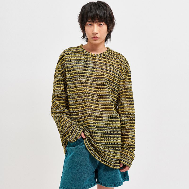SEE-THROUGH CRAFT KNIT PULLOVER YELLOW