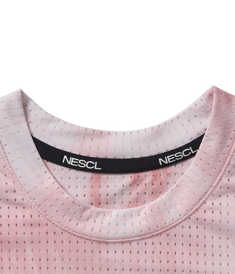 (W) Air Vent Tie-Dye Racing Dot Symbol Crop T-Shirt (Pink)