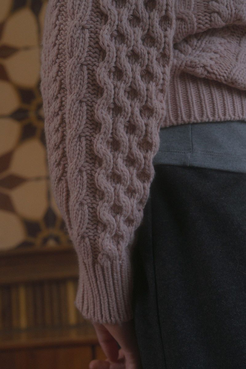 Usual cable knit_pink