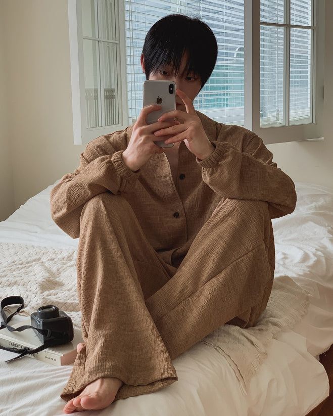 Ruko Crease Balloon Jacket Pants Set