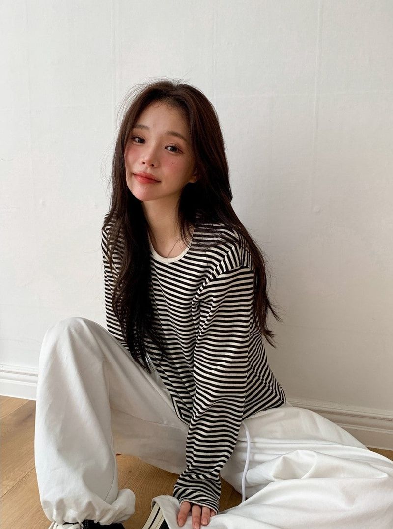 SHOPPERLAND(ショッパーランド)の「LM Border Rib Loose Round T-Shirt (3color)(Tops)」