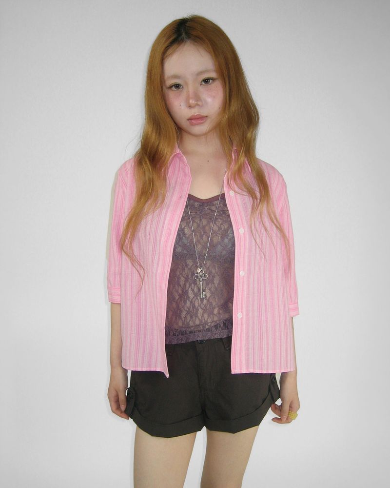 CANDY STRIPE 3/4 SLEEVE SHIRT