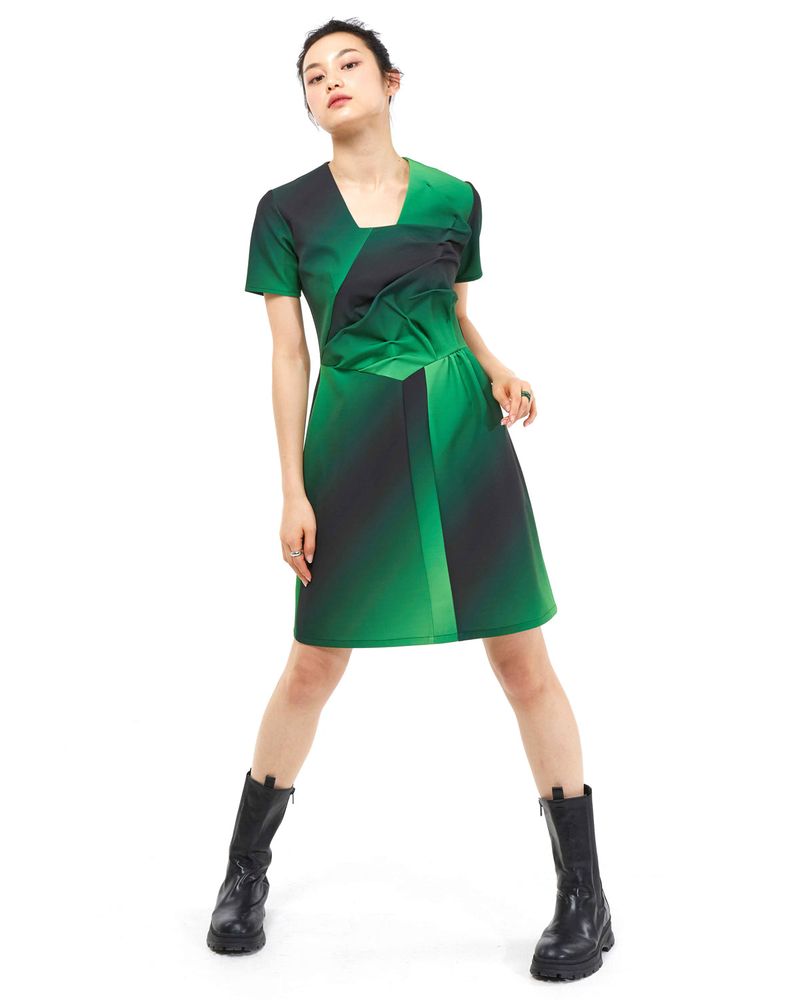 DOZI - Gradient Dress _ Green