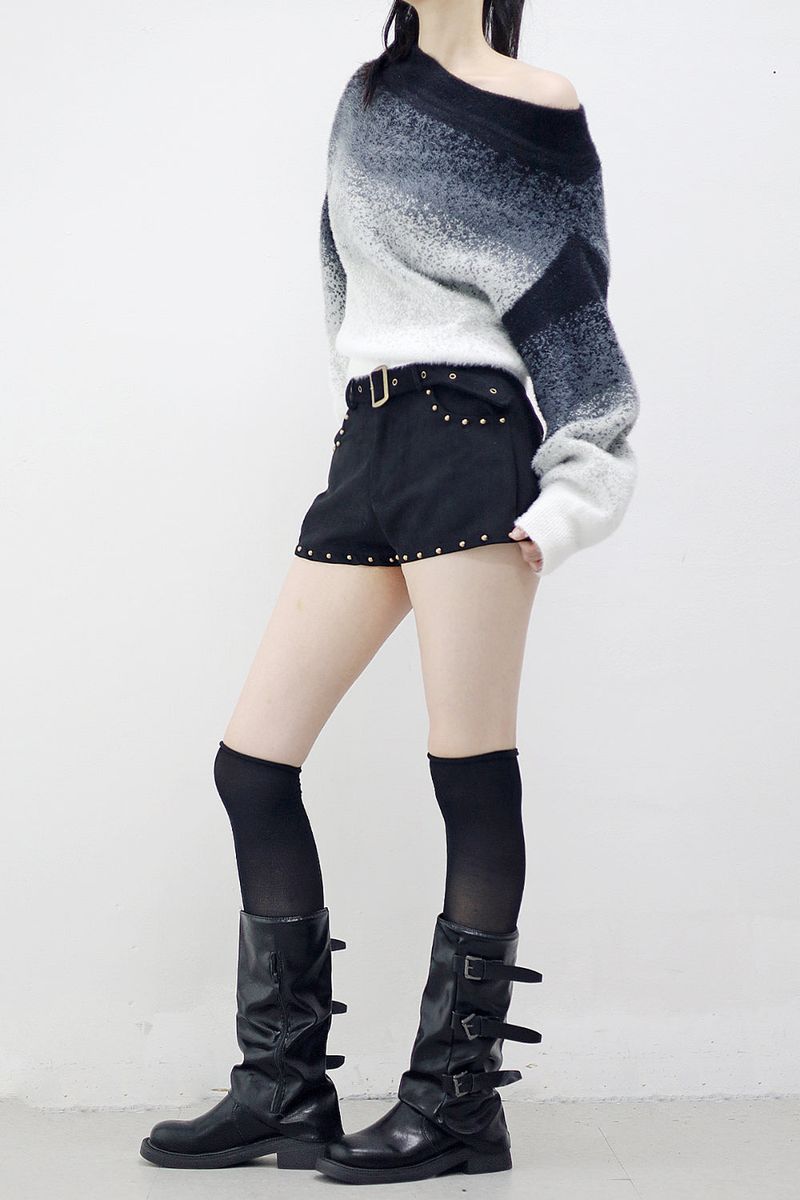 Baguette Suede Studded Shorts
