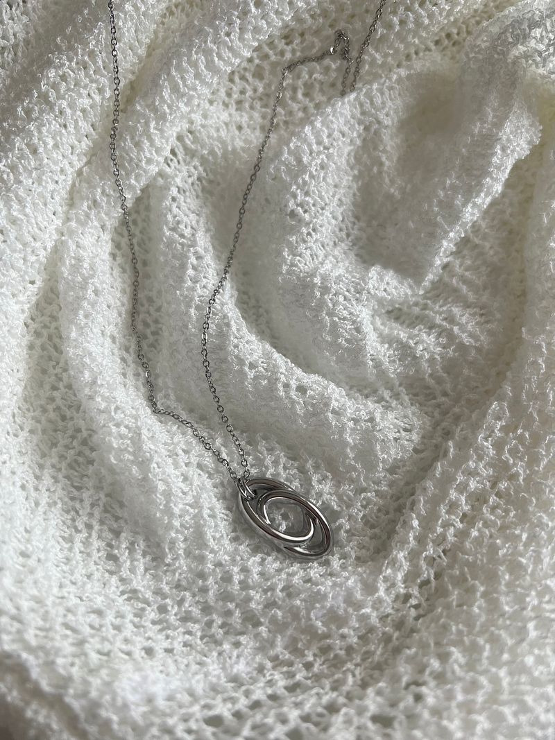vbb vertical steel long double twin ring layered ball long necklace stainless steel