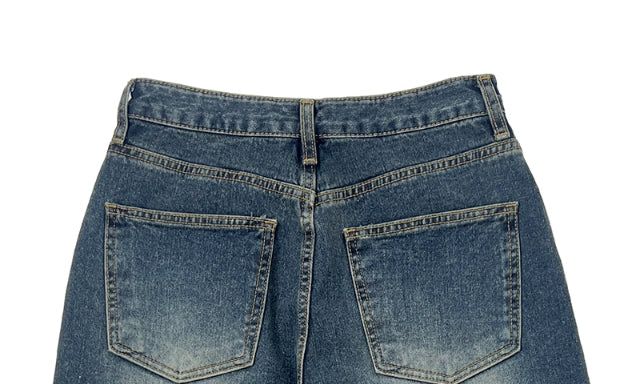 Hins Brushed Washing Denim Wide Pants