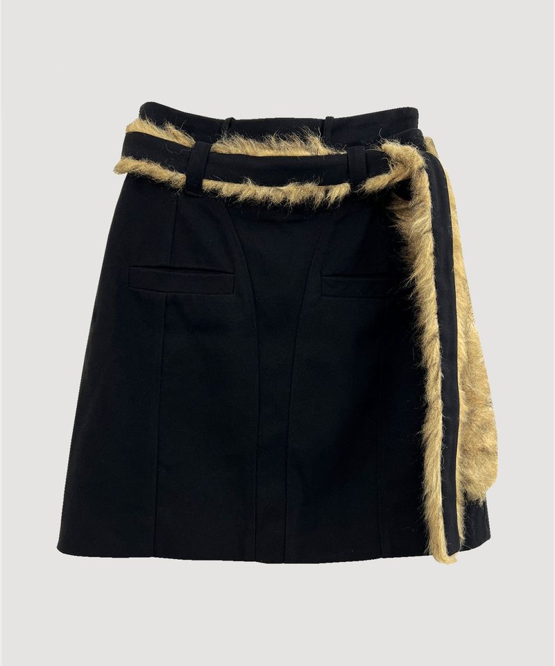  FUR BELT MIDI SKIRT