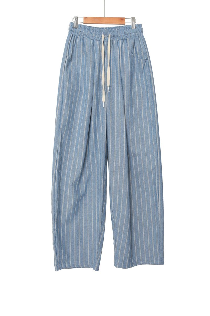 linen striped wide pants