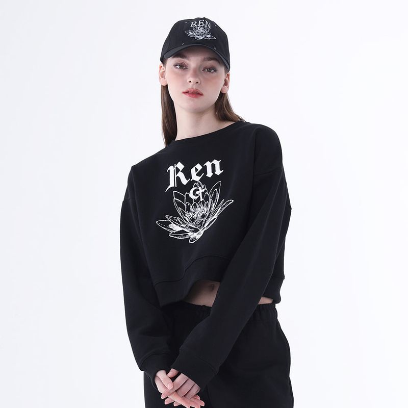 0 9 Ren crop sweatshirt - BLACK