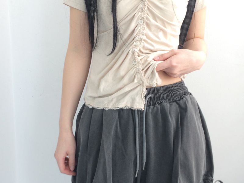 vintage shirring button t