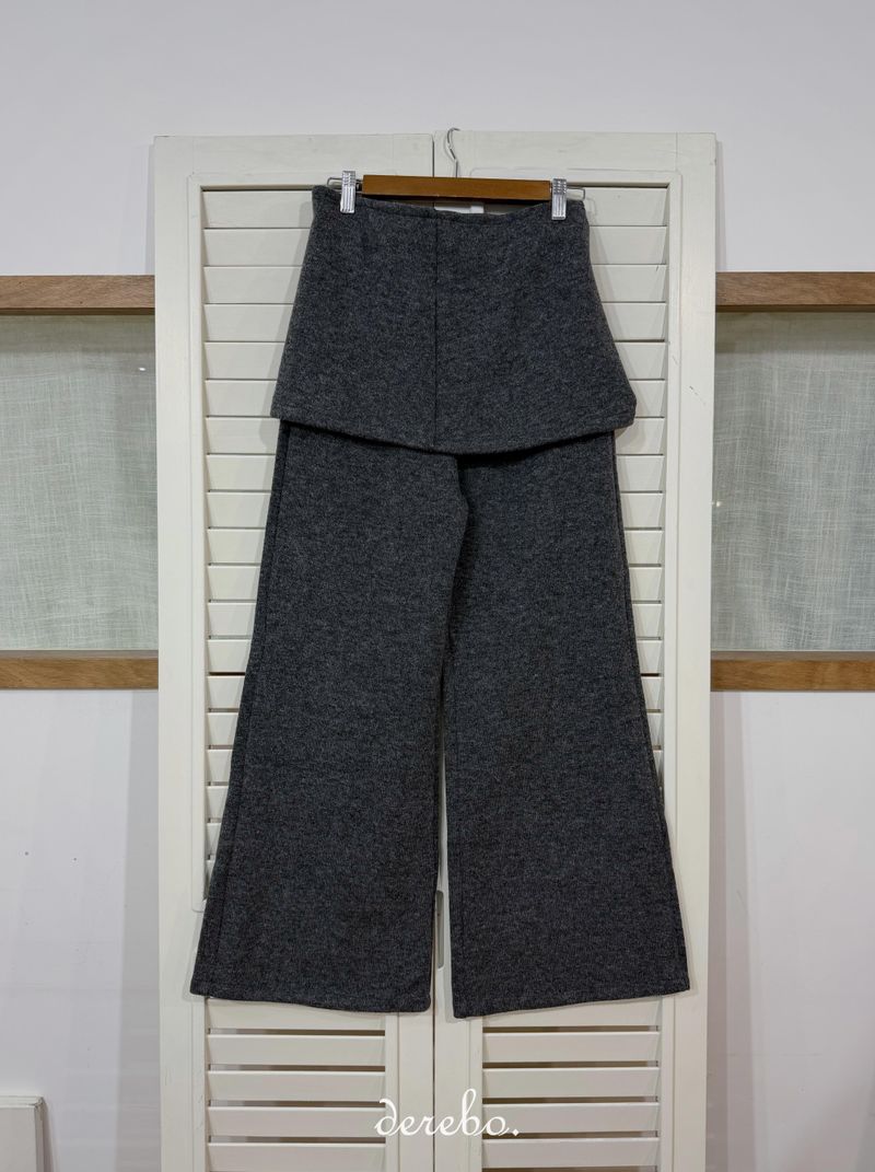 Layered skirt long knit pants
