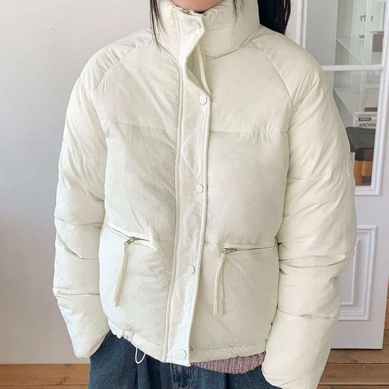 Sizen zipper pocket collar short padded coat