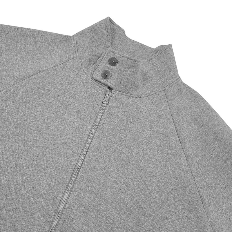 Tei Two-button snap neck boxy fit zip-up jumper