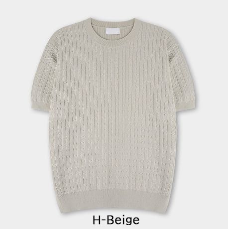 Roel Cable Round Short Sleeve Knit