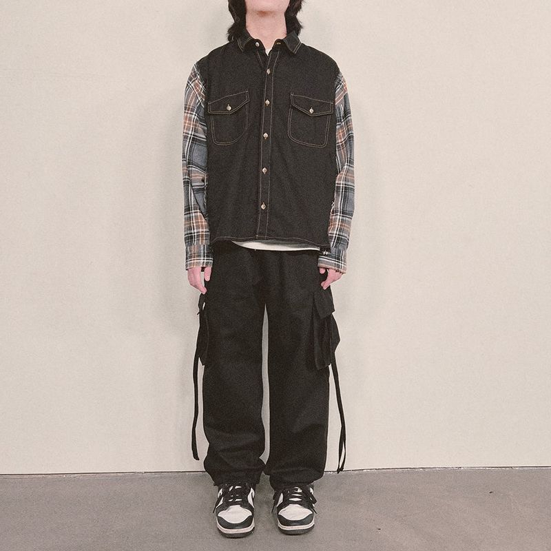 strap elastic pants_black