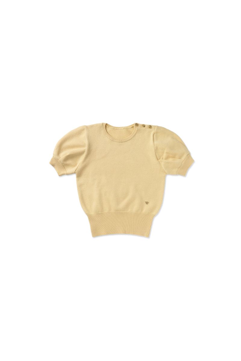 Slim button half knit_butter