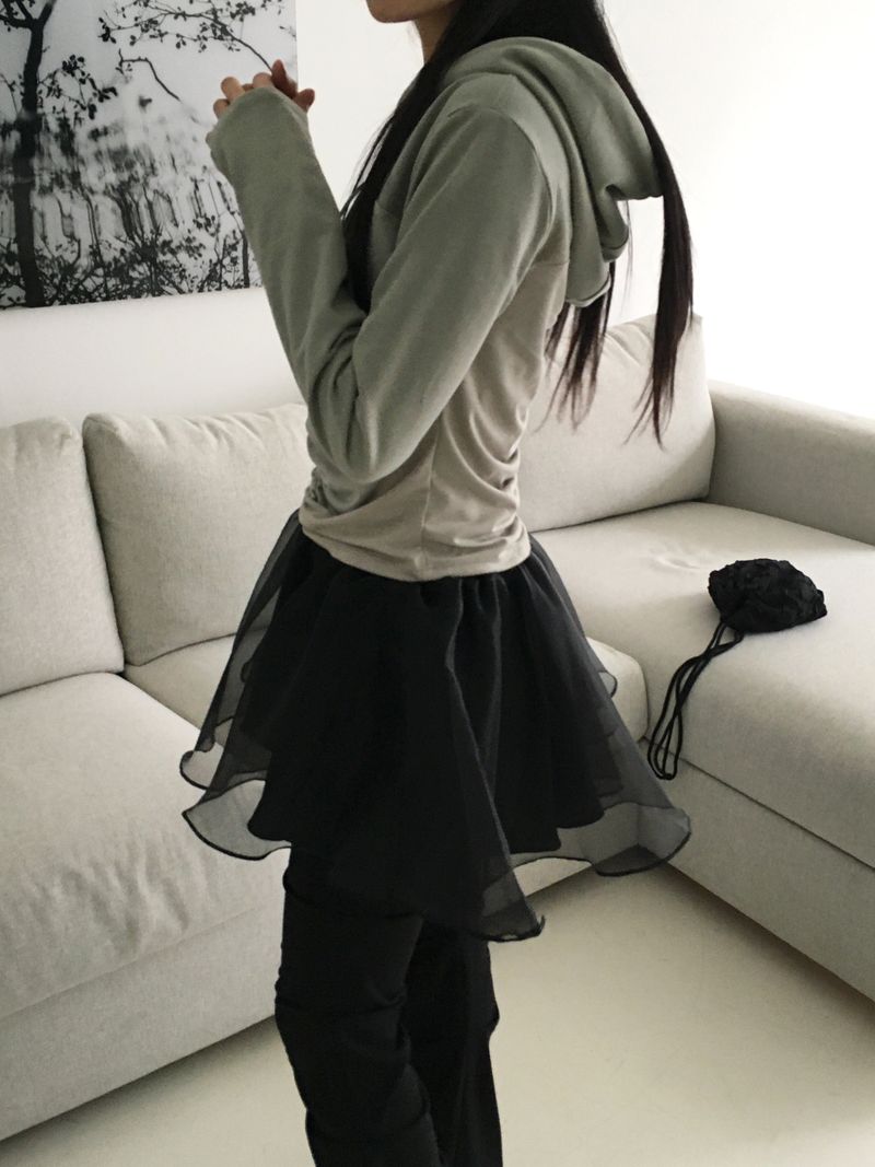 Weil organza layered flare miniskirt
