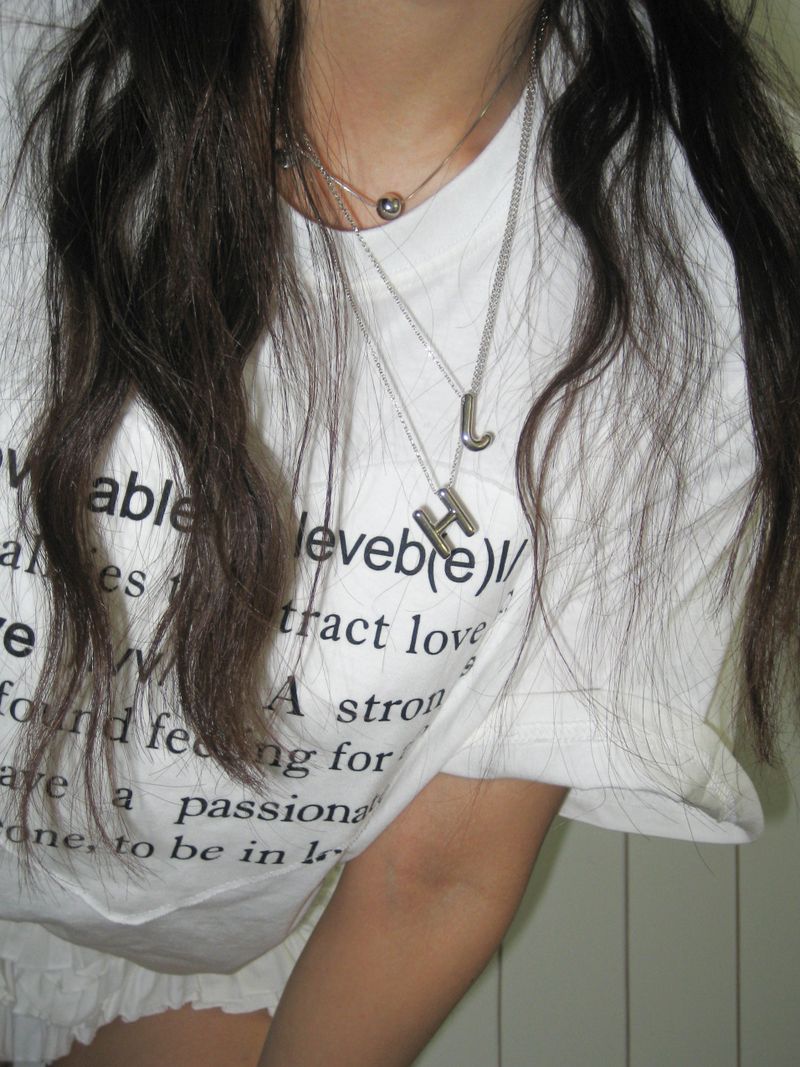 Chubby initial necklace (7 Letters, Silver) 